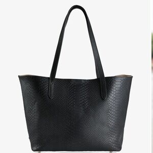 NEW GIGI NEW YORK TEDDIE LEATHER PYTHON EMBOSSED BLACK TOTE
